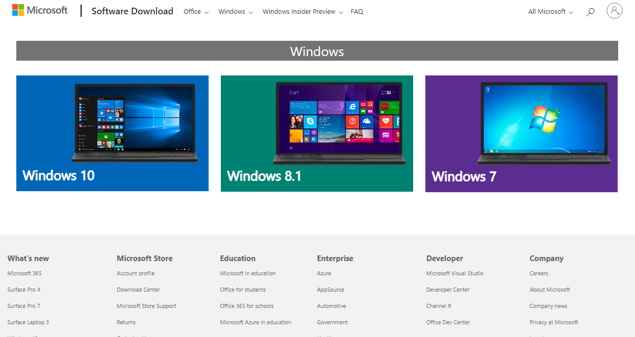 Download Windows 10, 8.1, 8, 7 Disc Image (ISO File)
