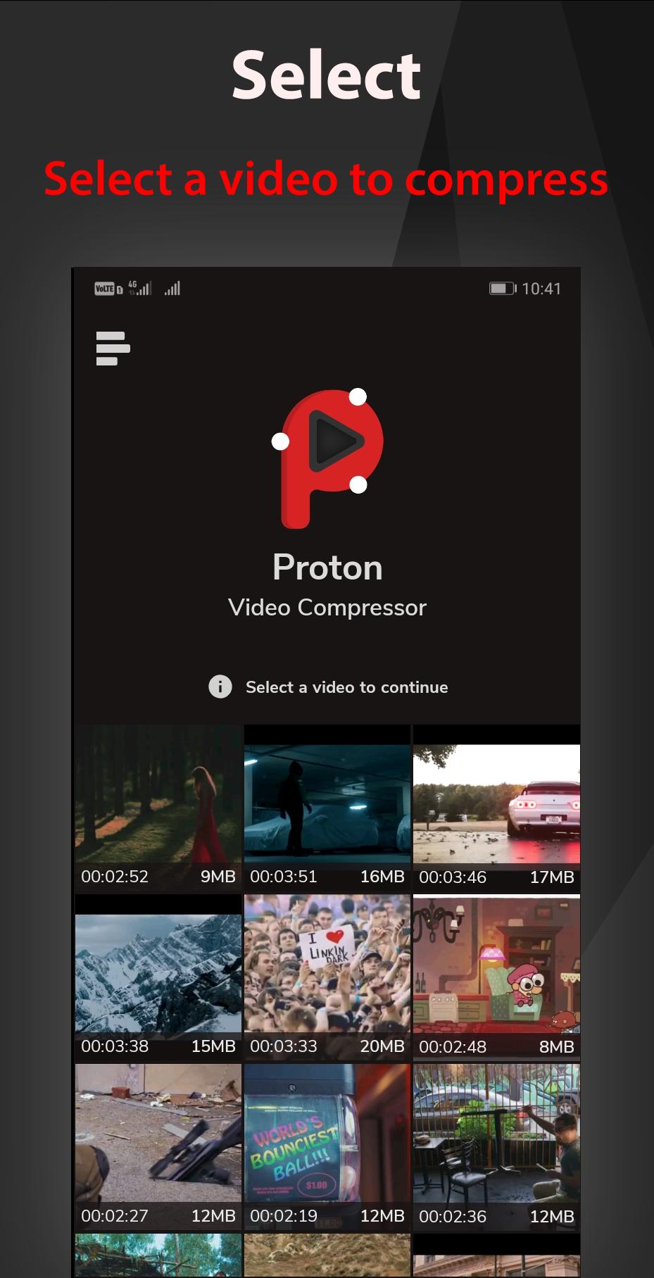 Proton Video Compressor Resize & Shrink Videos